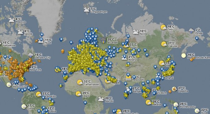 Самолёты на карте